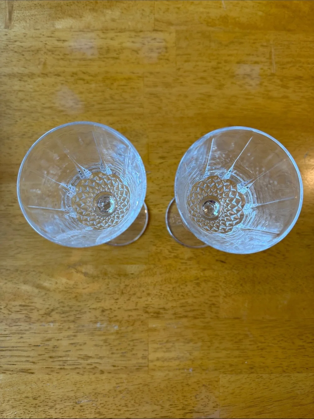 Crystal Cut Wine Glasses - Clear Stemware (Pair)